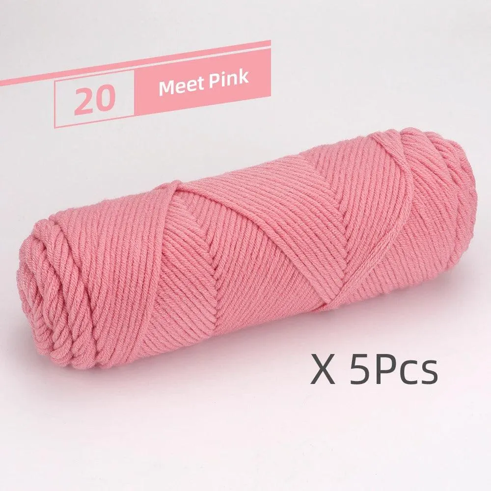 5 Pcs Cotton Select Yarn 17.63oz/500g, Light Worsted Thick Yarn For Knitting Baby Wool Crochet Scarfcoat Sweater Weave Thread