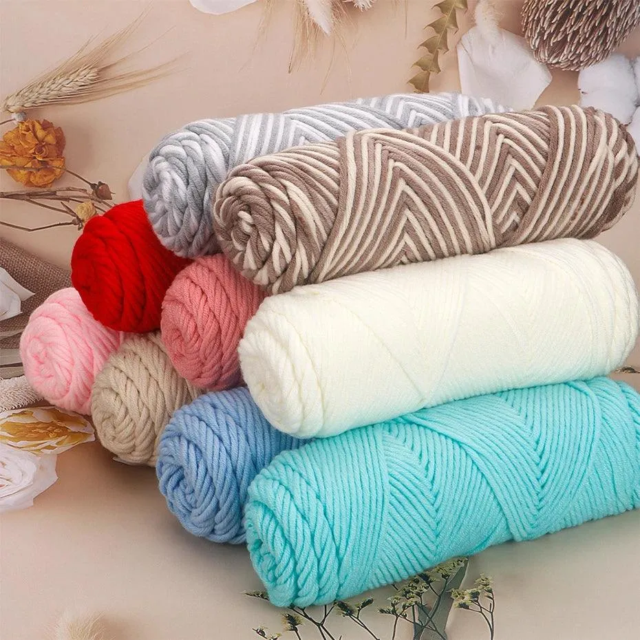 5 Pcs Cotton Select Yarn 17.63oz/500g, Light Worsted Thick Yarn For Knitting Baby Wool Crochet Scarfcoat Sweater Weave Thread