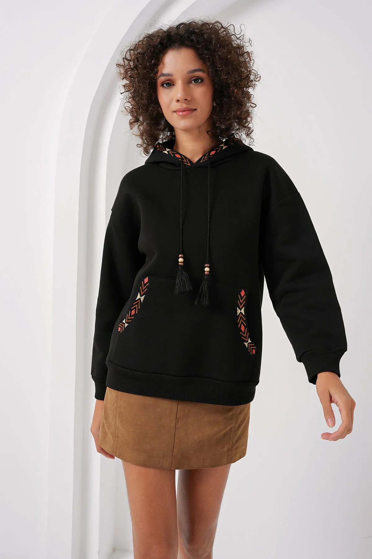 55443 nakişli oversize sweatshirt