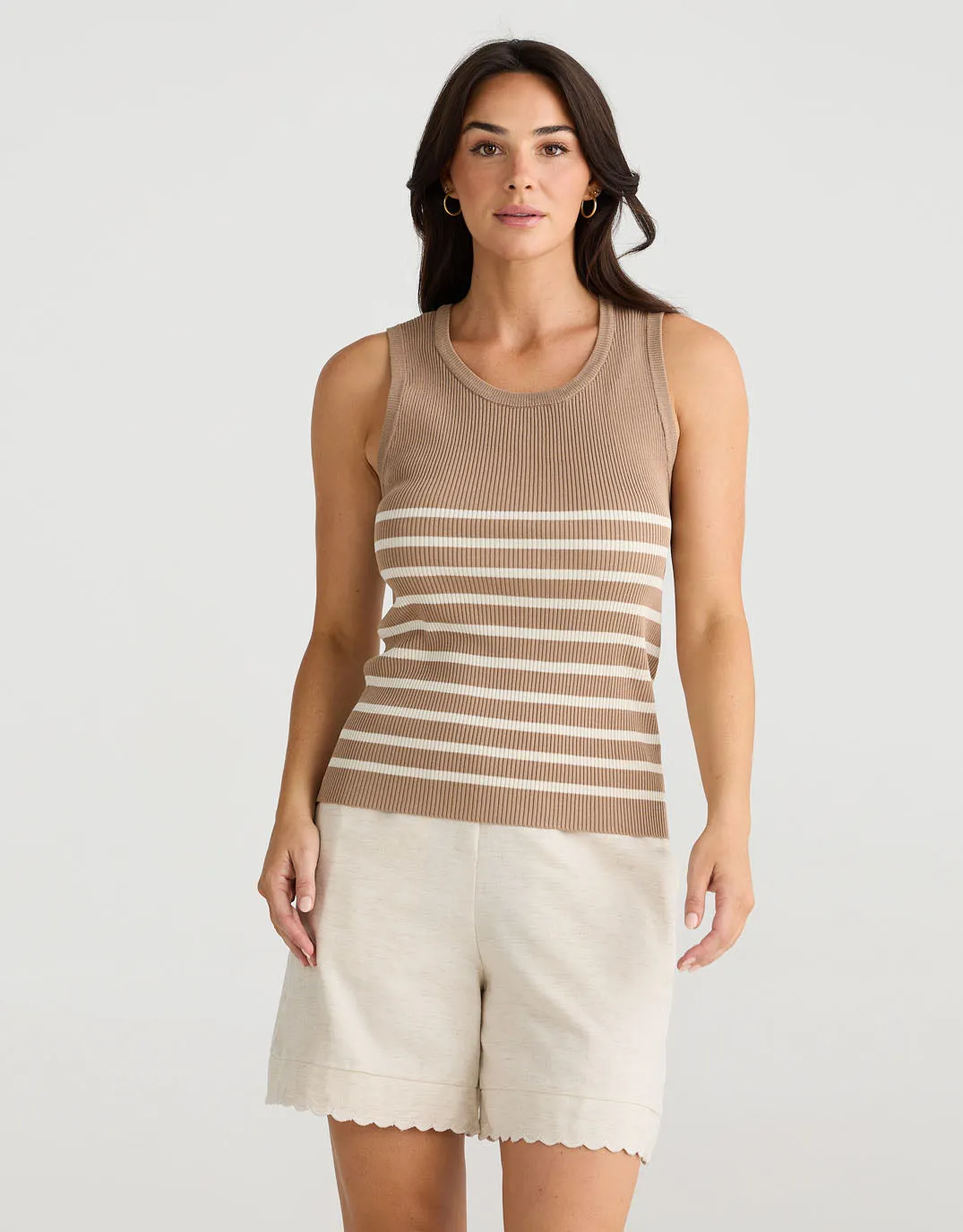 Amba Stripe Tank - Nut/Ecru