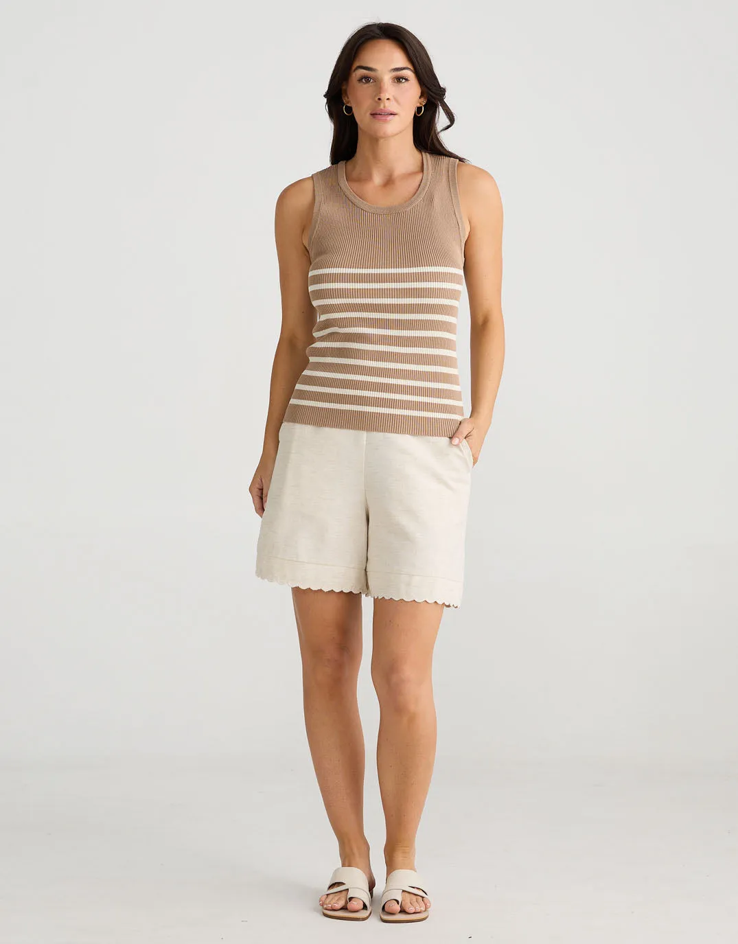 Amba Stripe Tank - Nut/Ecru