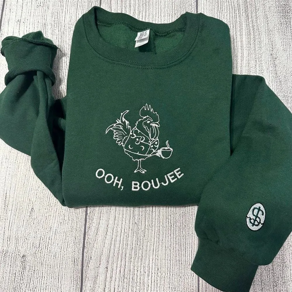 Boujee Chicken Embroidered Sweatshirt, Women's Embroidered Sweatshirts