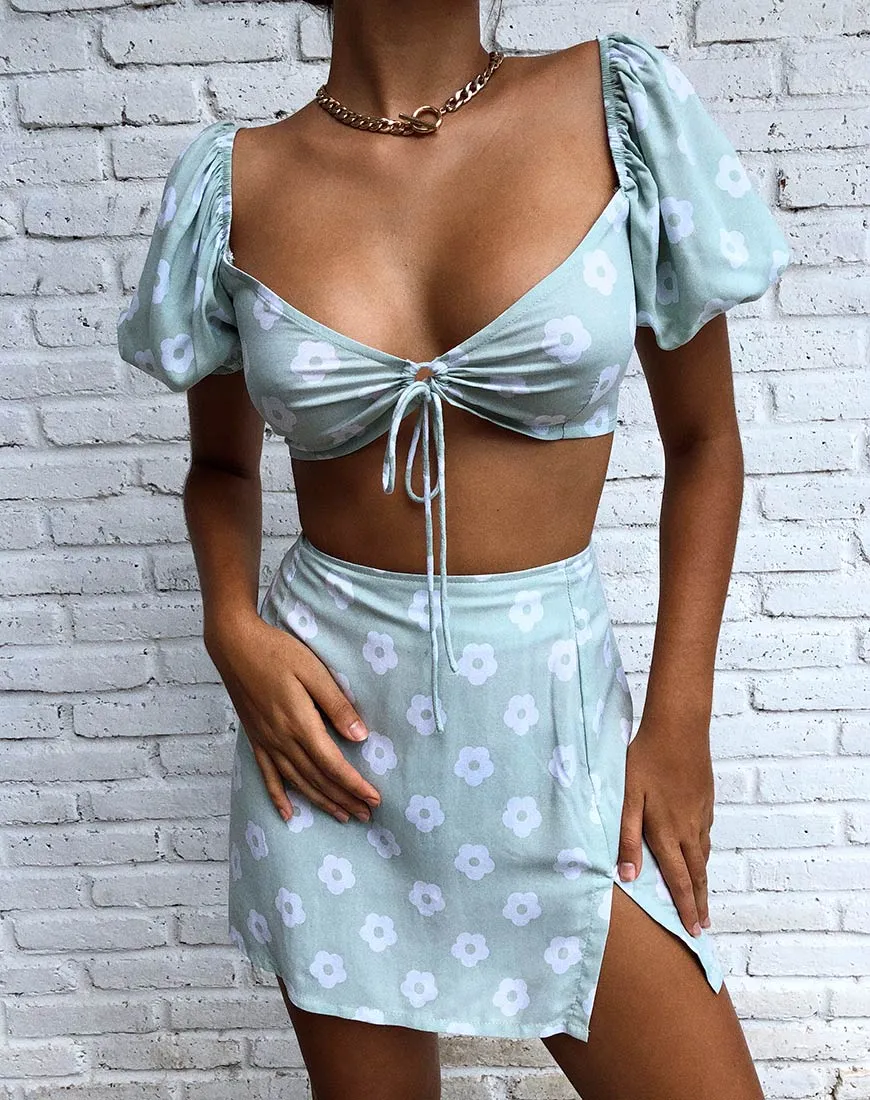 Chelin Crop Top in Sage Daisy