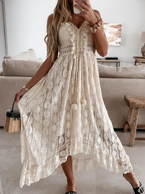 Chic Boho Lace Summer Midi Dress