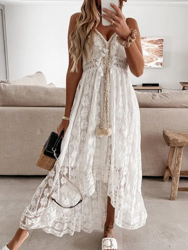 Chic Boho Lace Summer Midi Dress