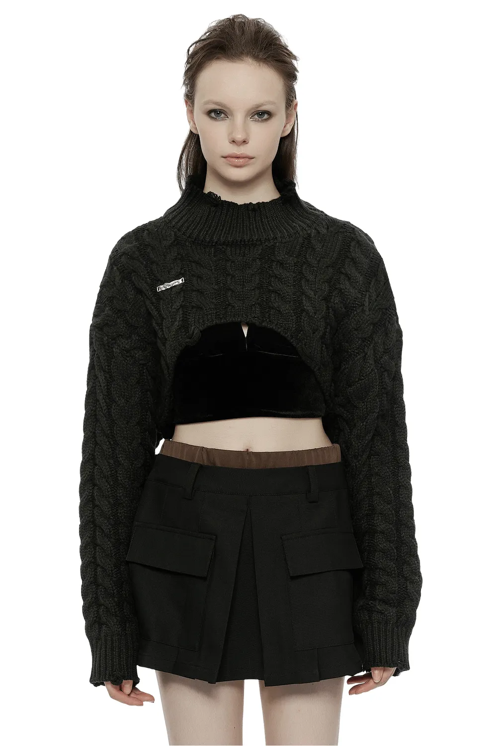 Chic Cropped Knit Turtleneck Sweater for Women