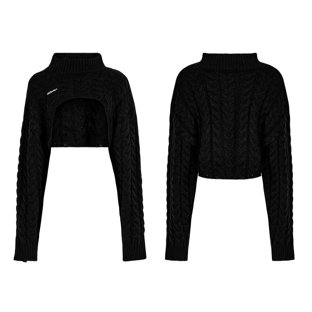 Chic Cropped Knit Turtleneck Sweater for Women