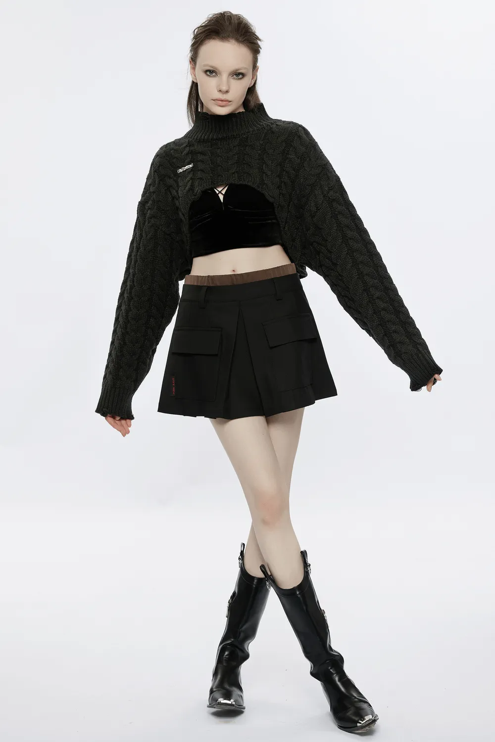 Chic Cropped Knit Turtleneck Sweater for Women