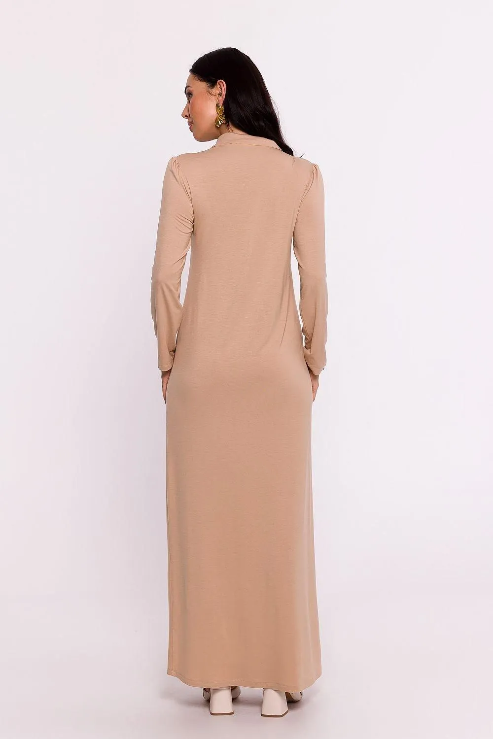 Chic Retro Long Sleeve Dress with Stylish Collar