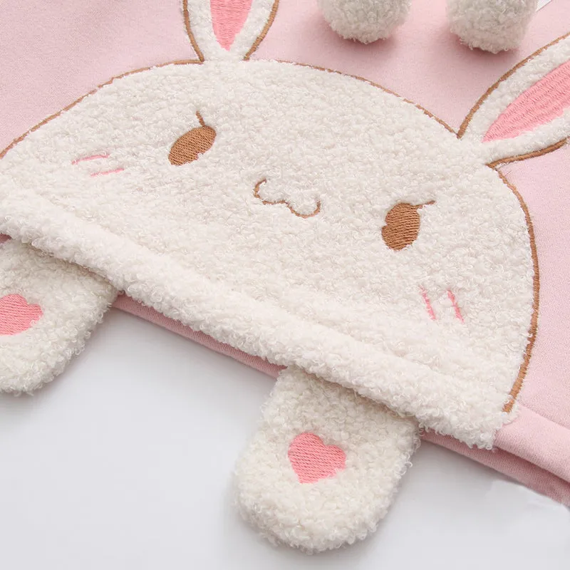 Cuddle-worthy Chic: Harajuku Bunny Ear Plush Letter Hooded Sweatshirt - Your Cozy Cute Haven! 🐰💖