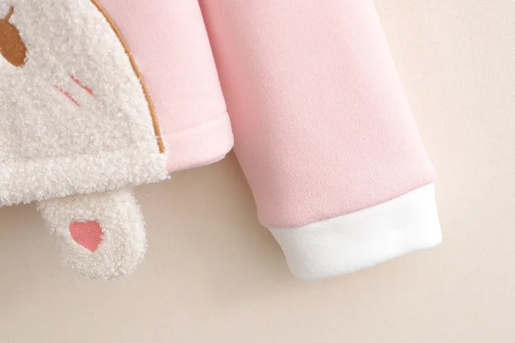 Cuddle-worthy Chic: Harajuku Bunny Ear Plush Letter Hooded Sweatshirt - Your Cozy Cute Haven! 🐰💖