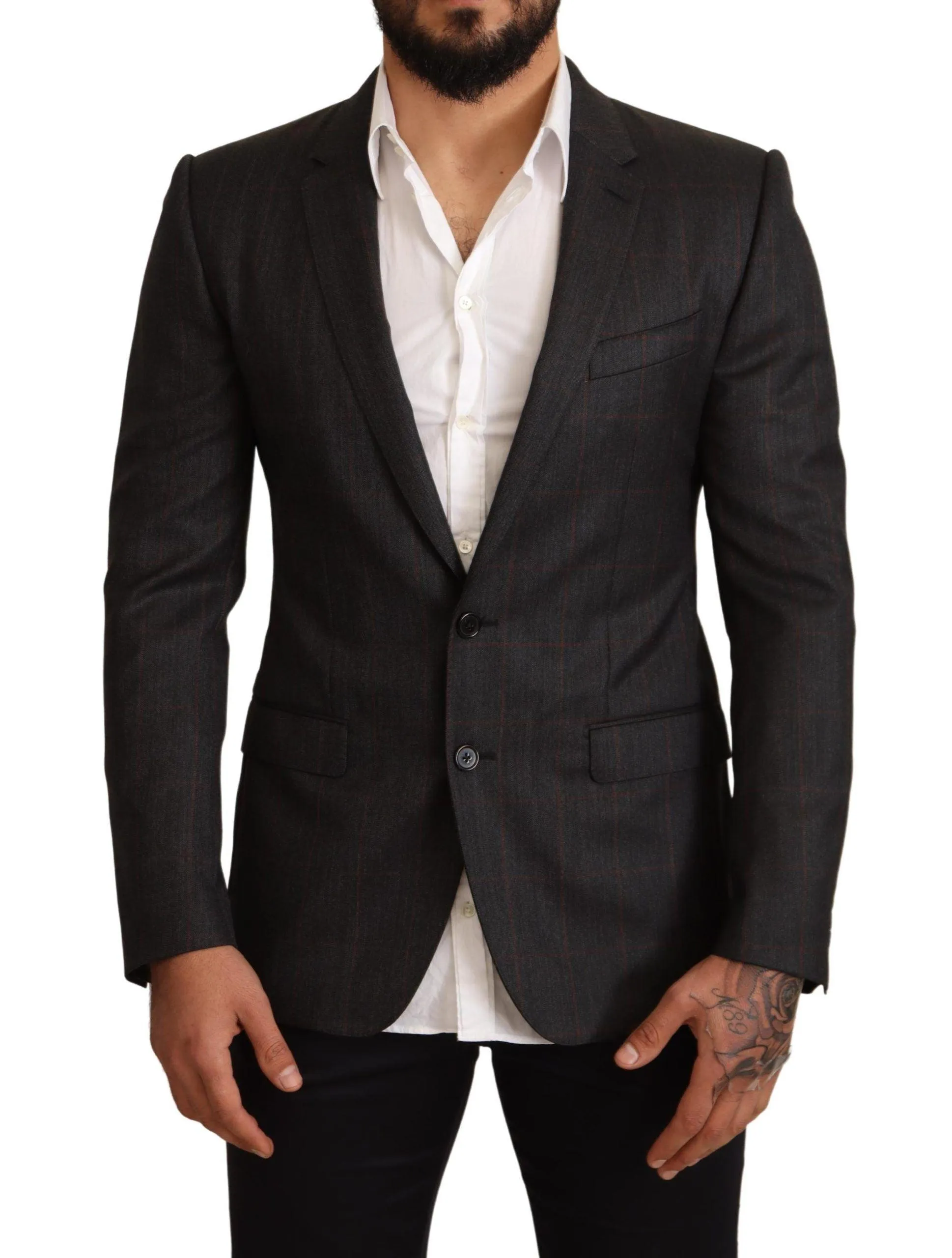 Dolce & Gabbana Elegant Gray Check Martini Blazer