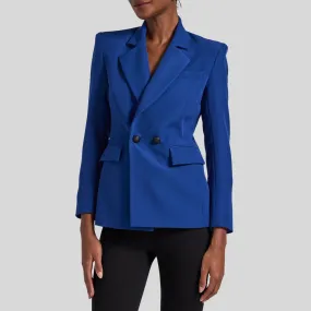 Double Button Crepe Blazer - Navy