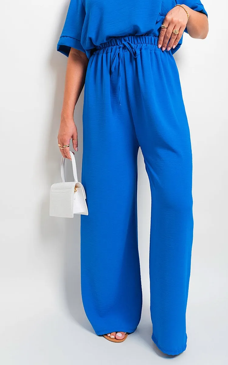 Drawstring Gathered Waist Wide Leg Trouser