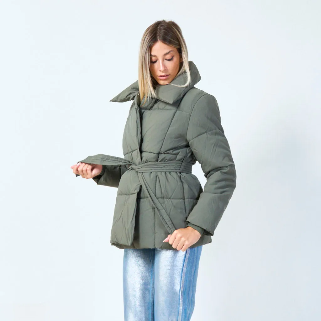 Elegant belted padded jacket wholesale