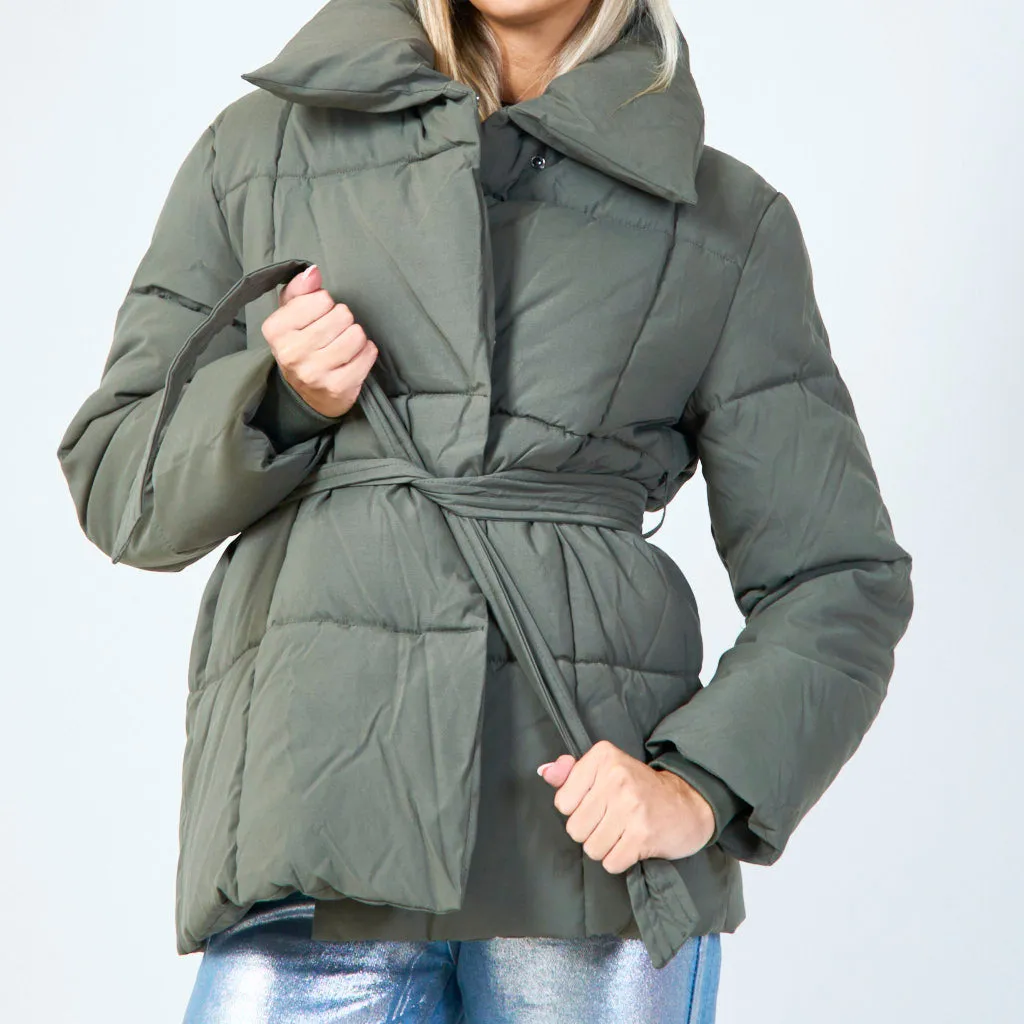 Elegant belted padded jacket wholesale