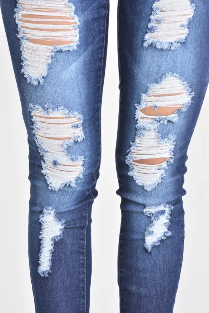 Faded Destroyed Skinny Fit Jeans