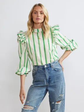 Fleur Green Stripe Top