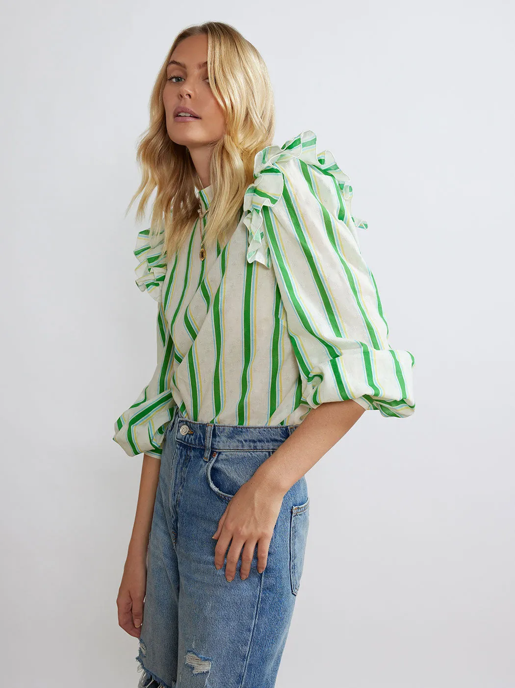 Fleur Green Stripe Top