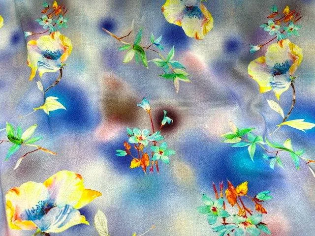 Floating Flowers - Printed Viscose