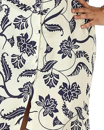 Floral Printed Shirt Style Dress | Cream