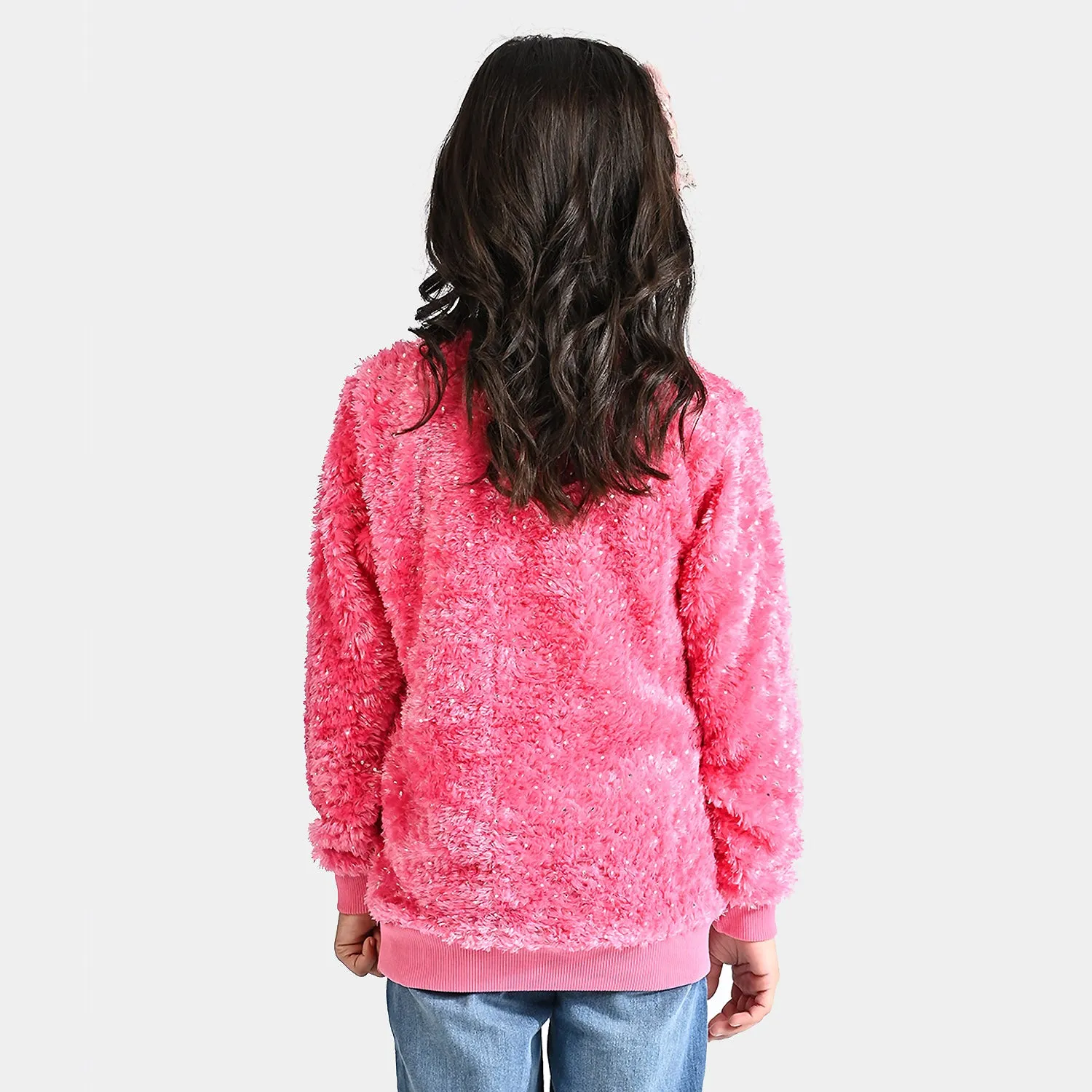 Girls Jacquard Sweatshirt Golden Polka Dots-Sachet Pink