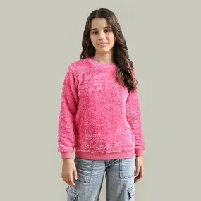 Girls Jacquard Sweatshirt Golden Polka Dots-Sachet Pink