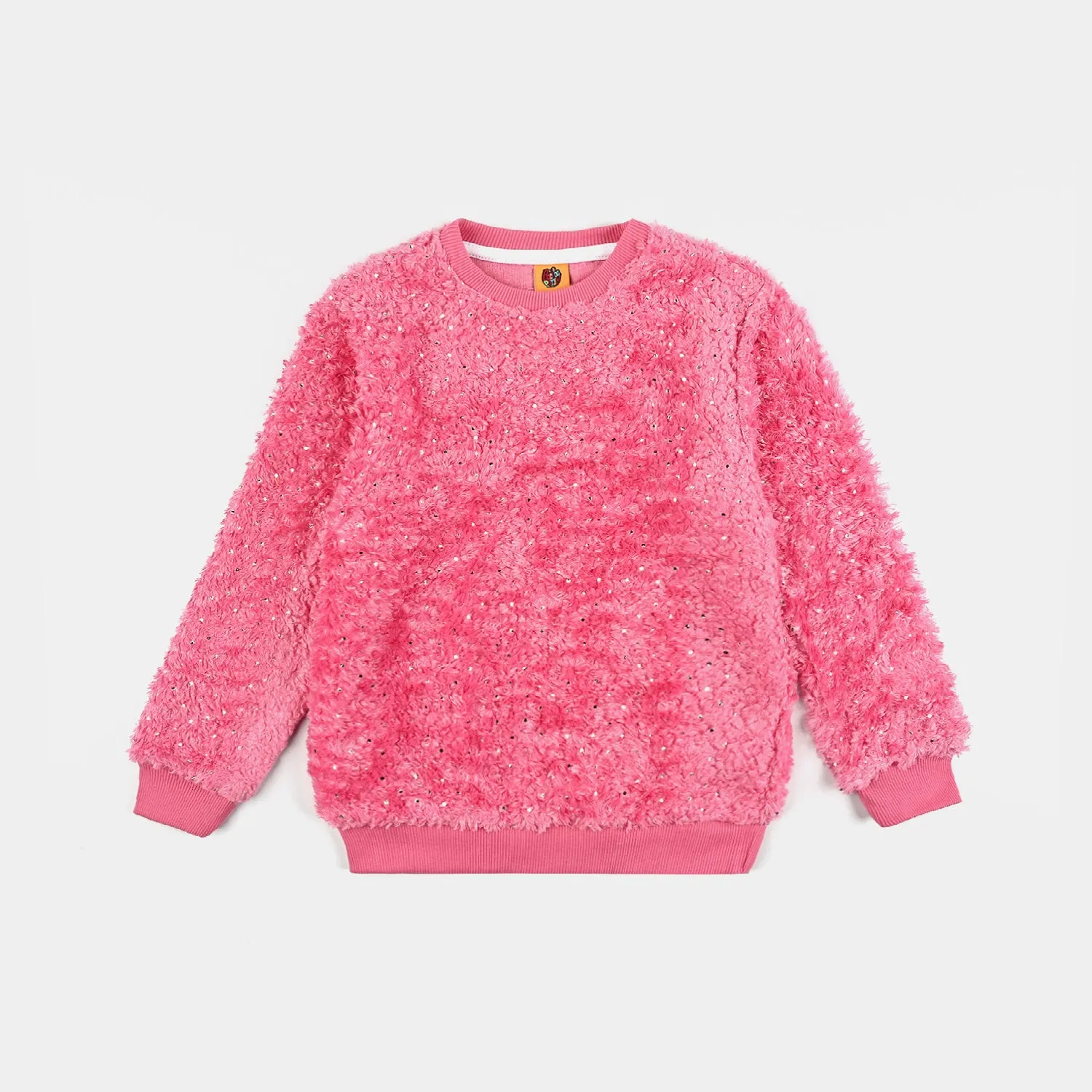 Girls Jacquard Sweatshirt Golden Polka Dots-Sachet Pink