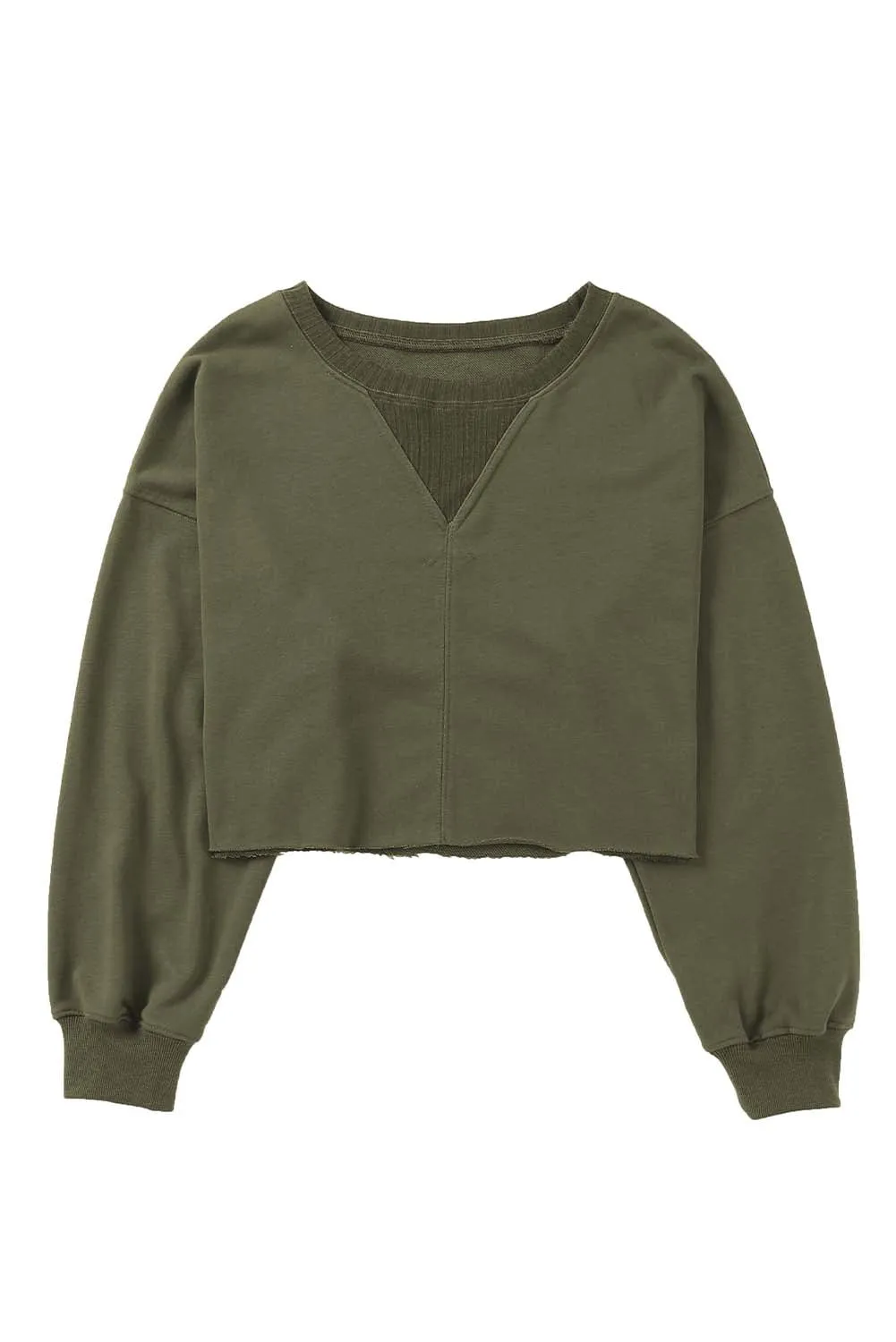 Green Drop Shoulder Cropped Sweatshirt