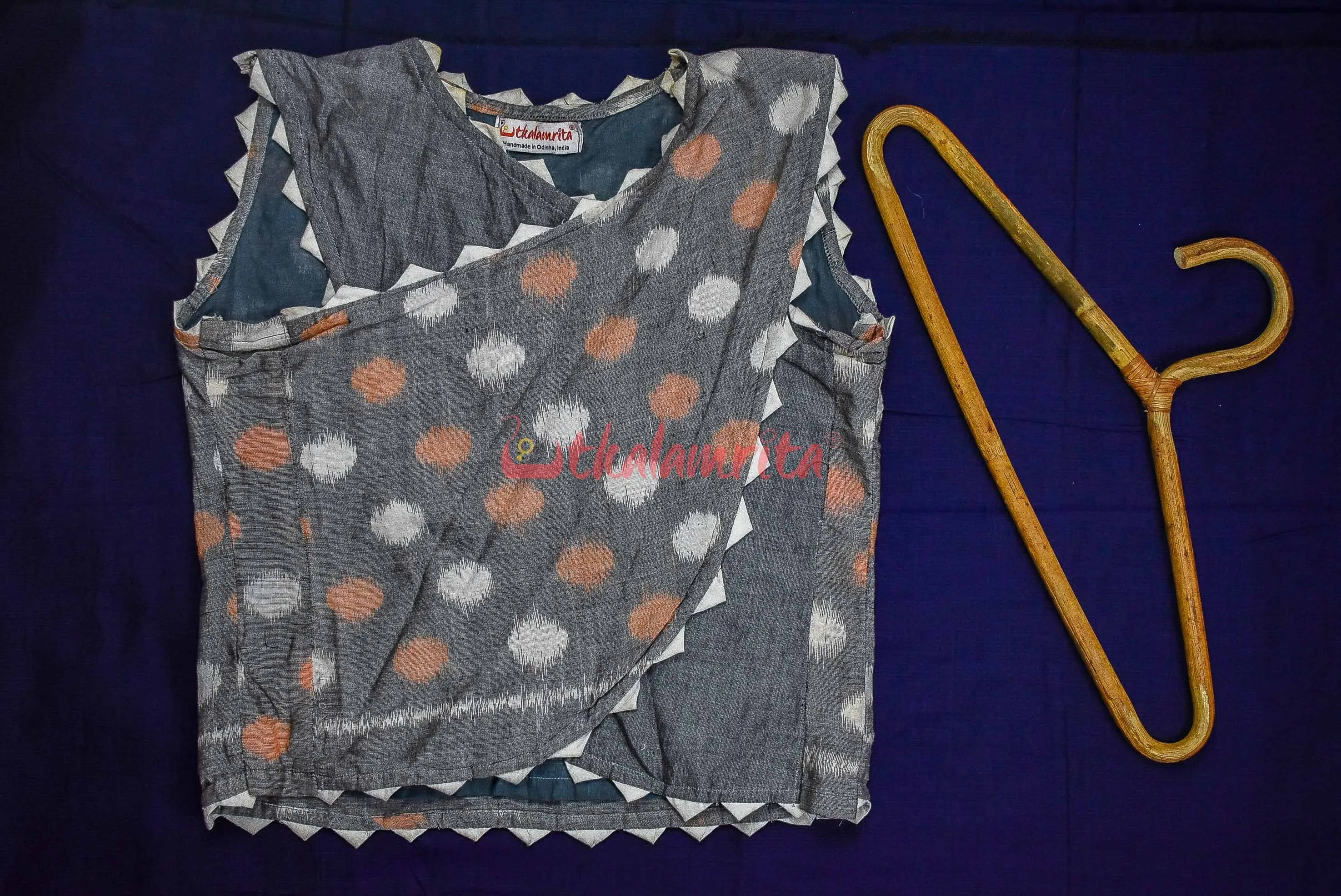 Grey Polka Dots Croptop (Blouse)