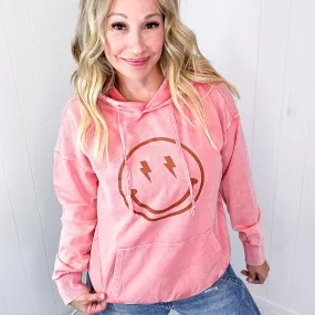 Happy Bliss Mineral Washed Long Sleeve Hoodie In 4 Options