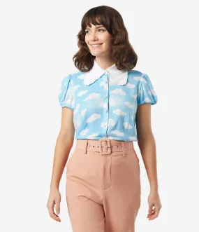 Hell Bunny 1950s Cloudy Sky Daydream Blouse