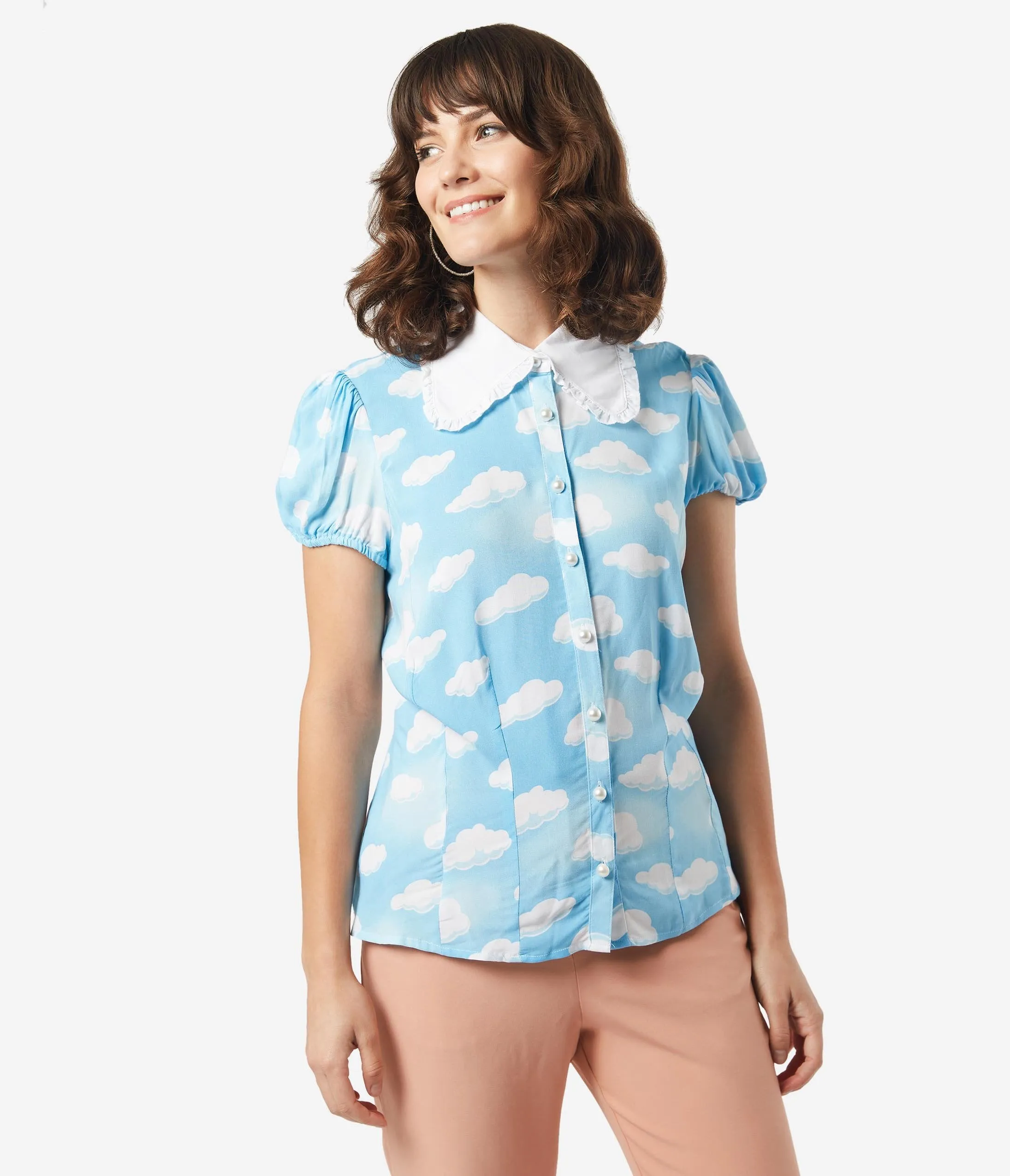 Hell Bunny 1950s Cloudy Sky Daydream Blouse