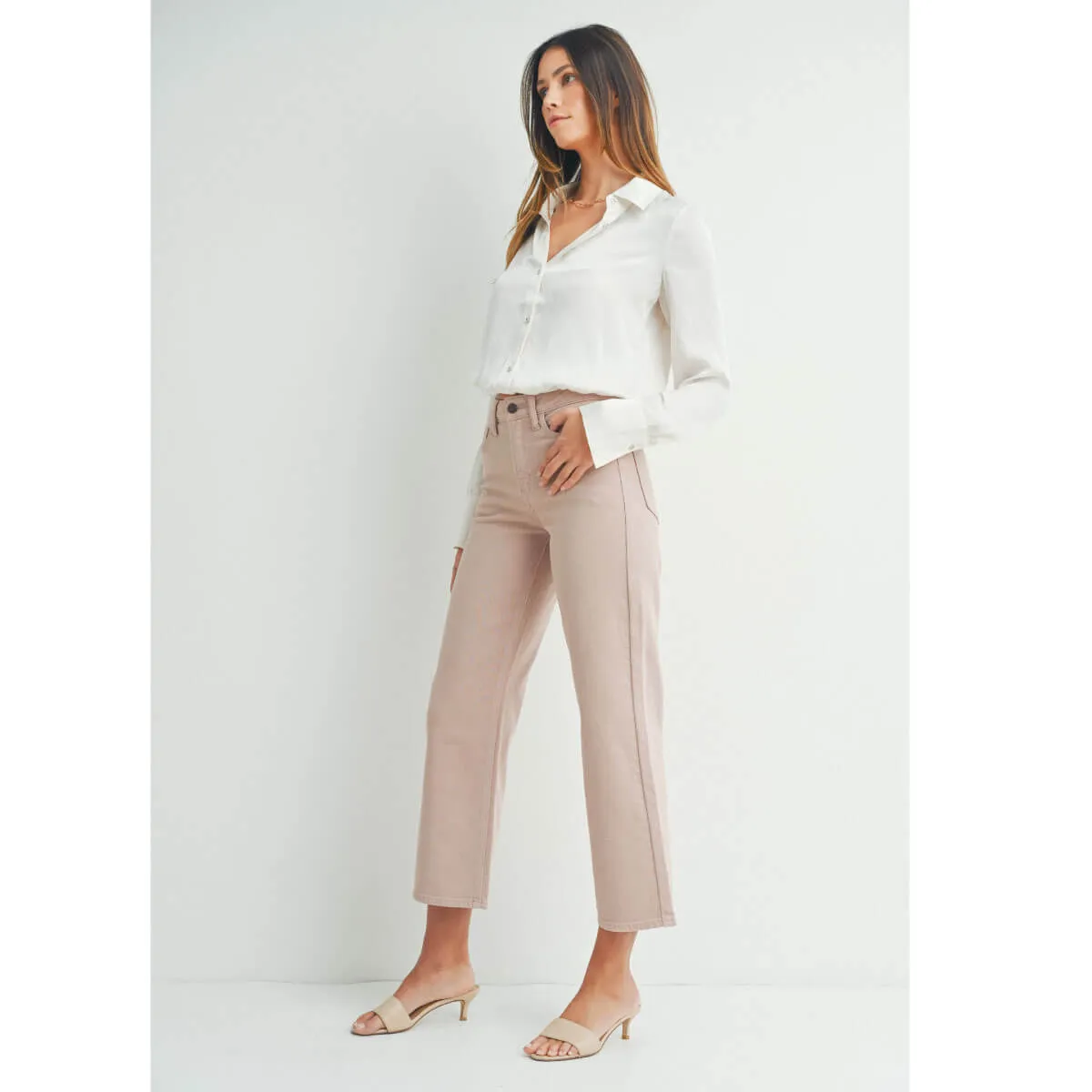 High Rise Slim Wide-Leg Jeans