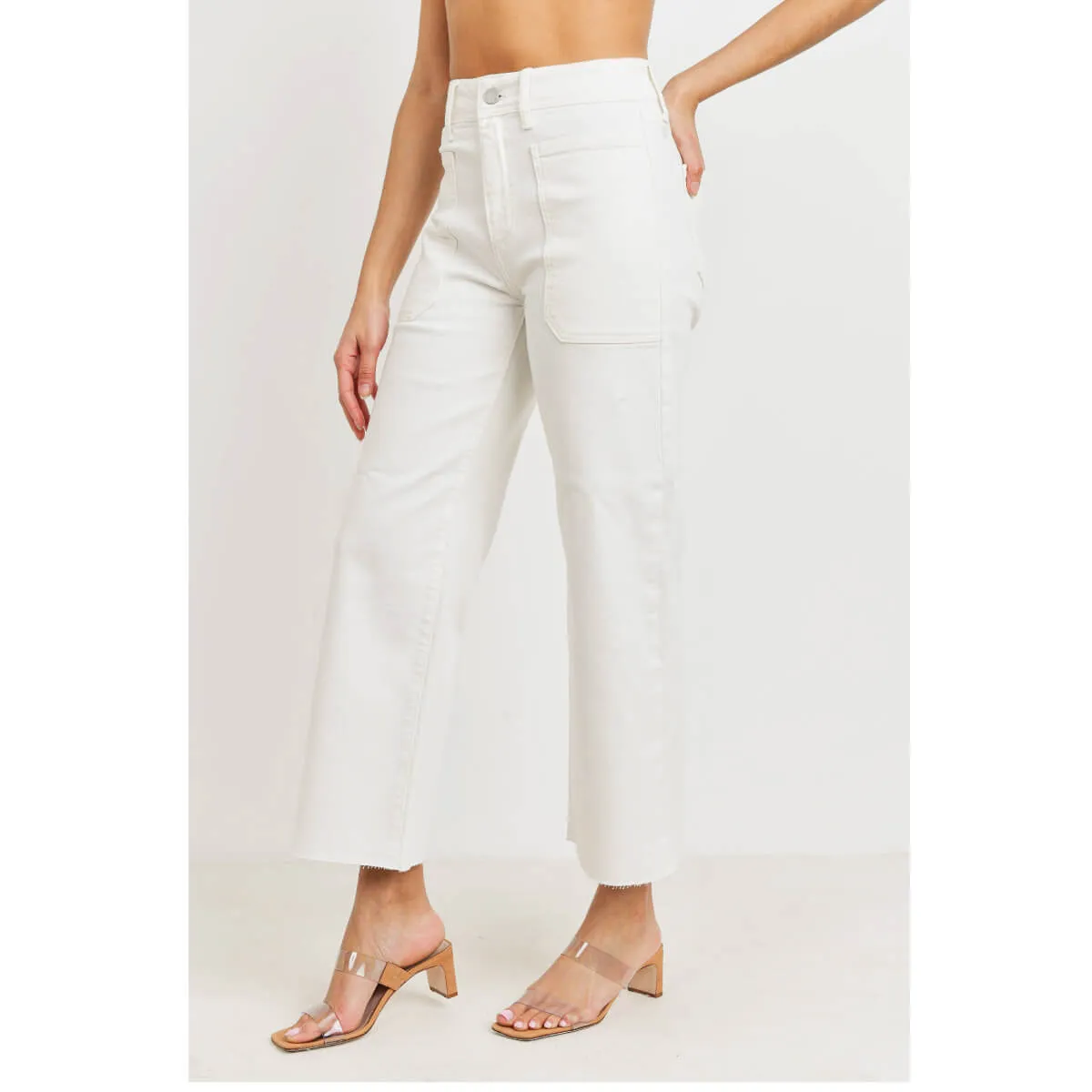 High Rise Utility Wide Leg Jeans