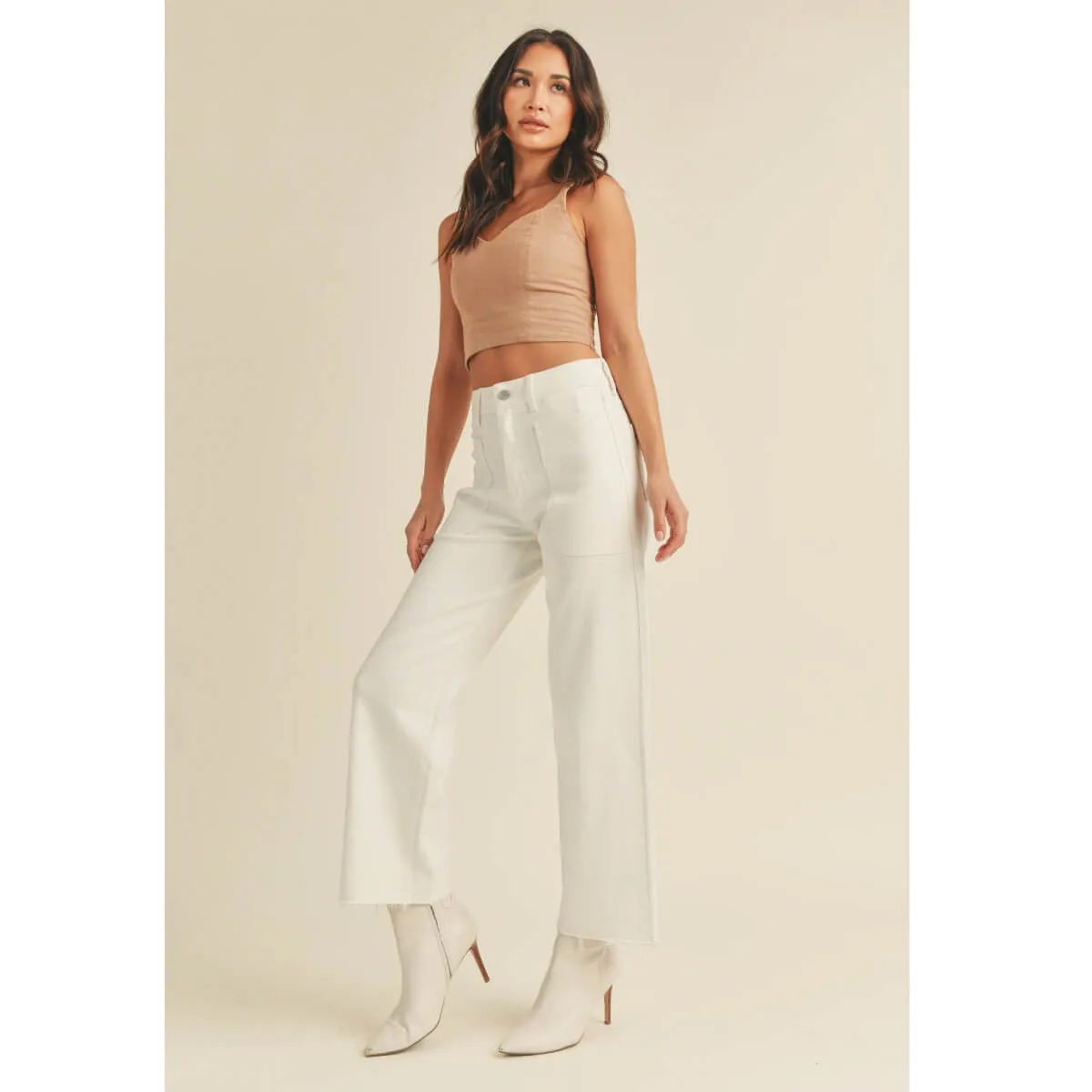 High Rise Utility Wide Leg Jeans