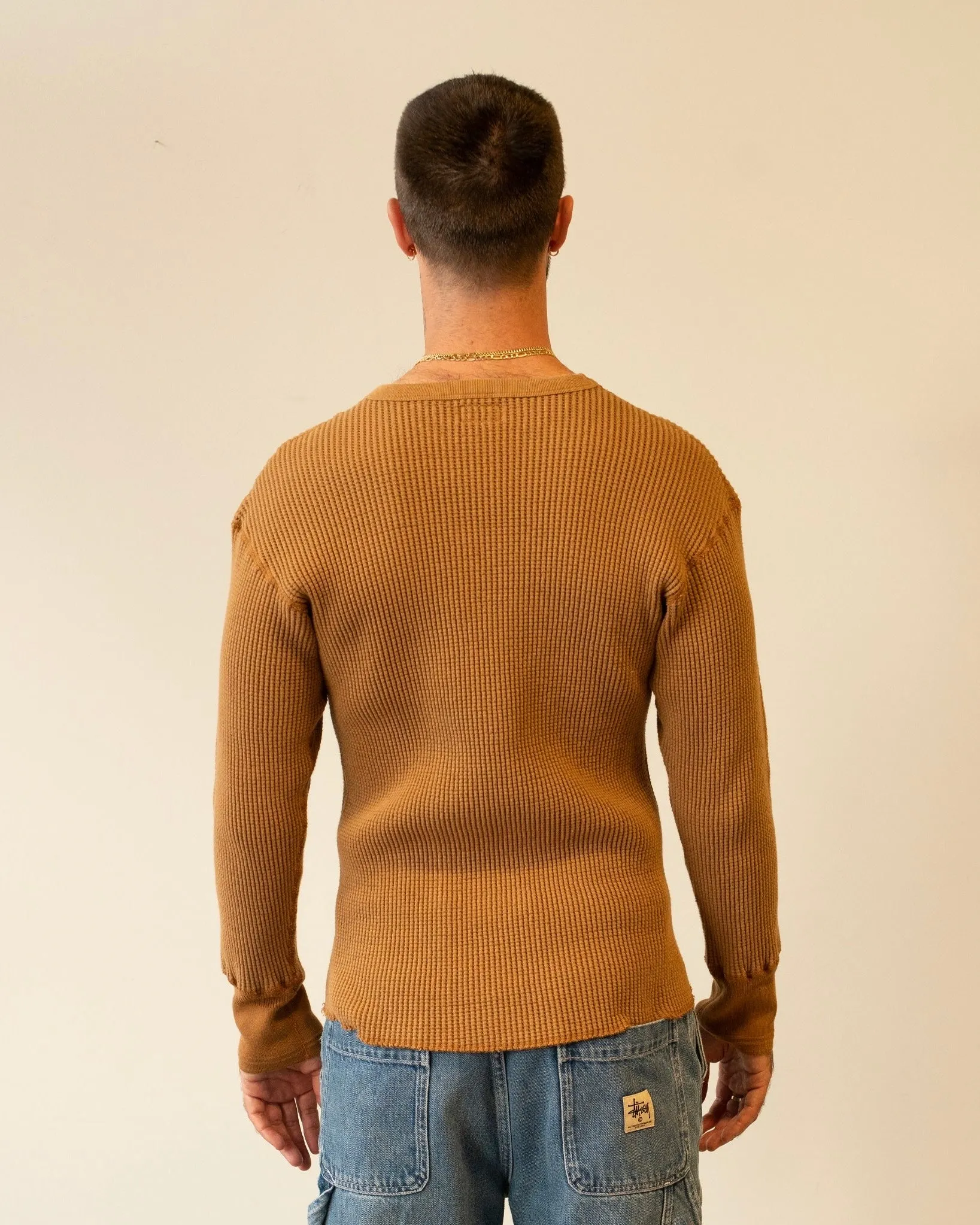 Homespun Knitwear Crew Thermal Bulky Waffle Bronze