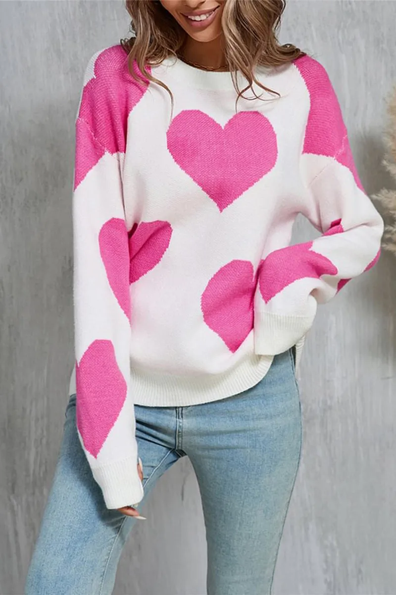 HWS1204 Heart Pattern Knit Sweater