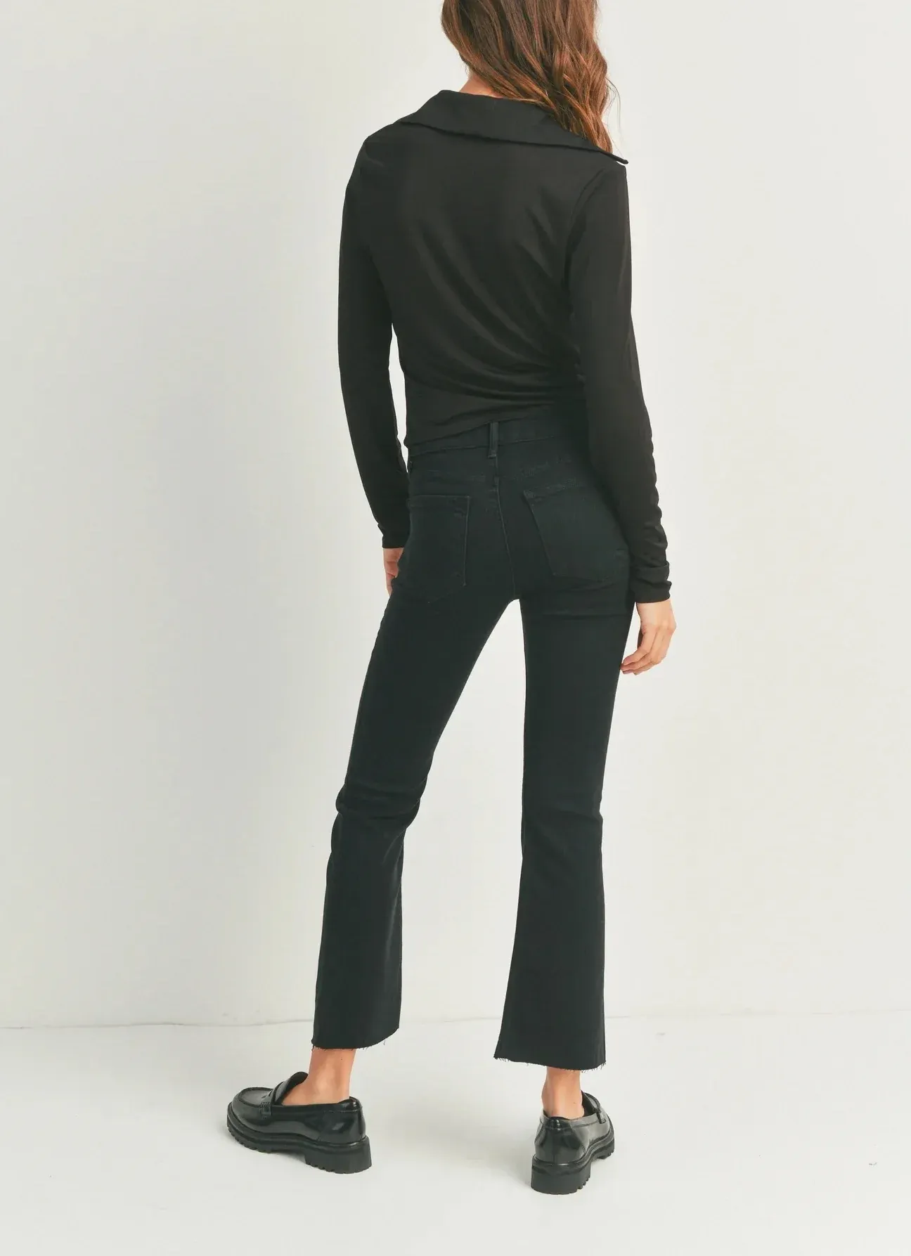 JBD Black Cropped Flair Jeans