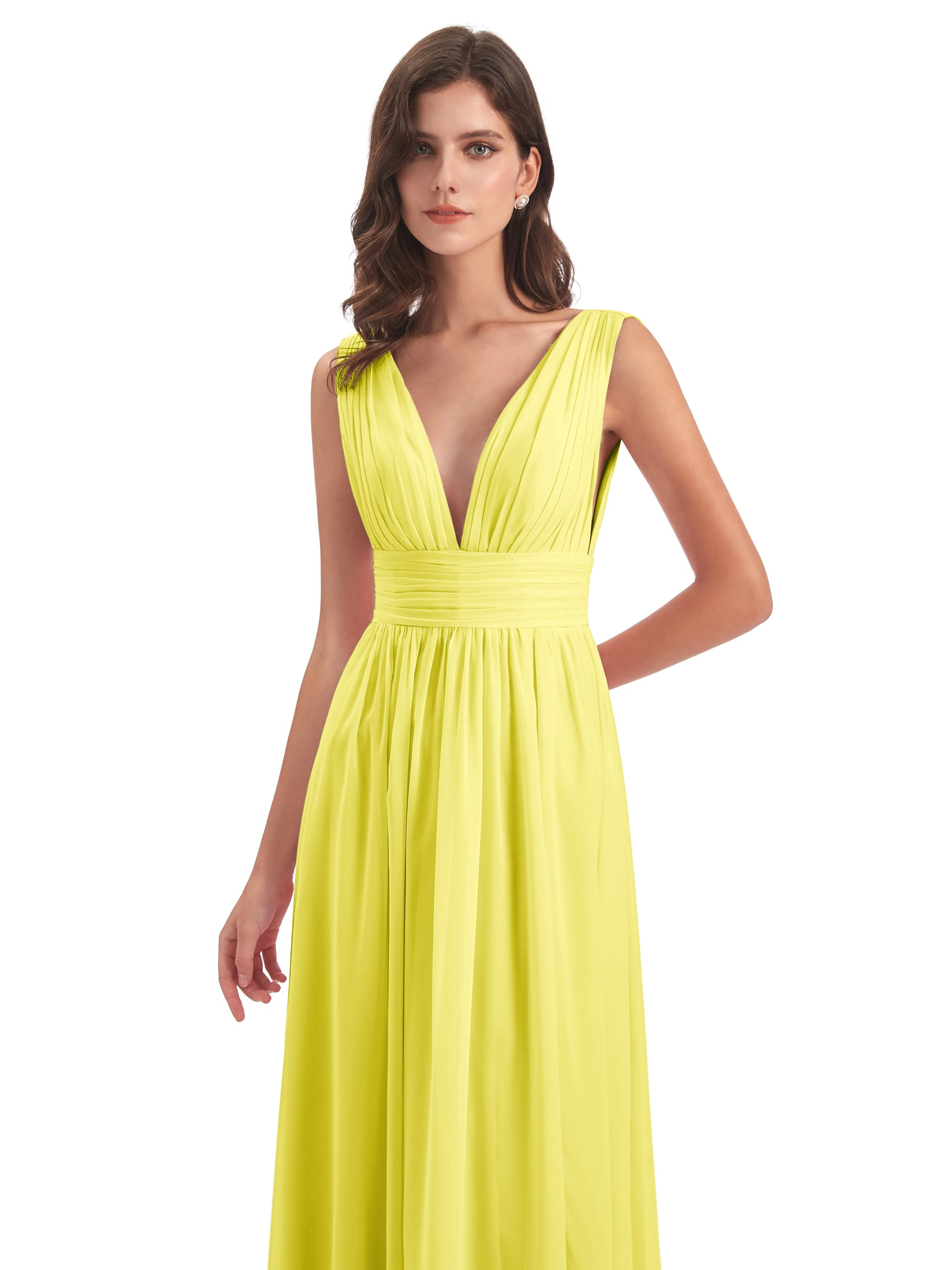 Lemon Bridesmaid Dresses Uk Charming Chiffon V Neck Split Long Bridesmaid Dresses