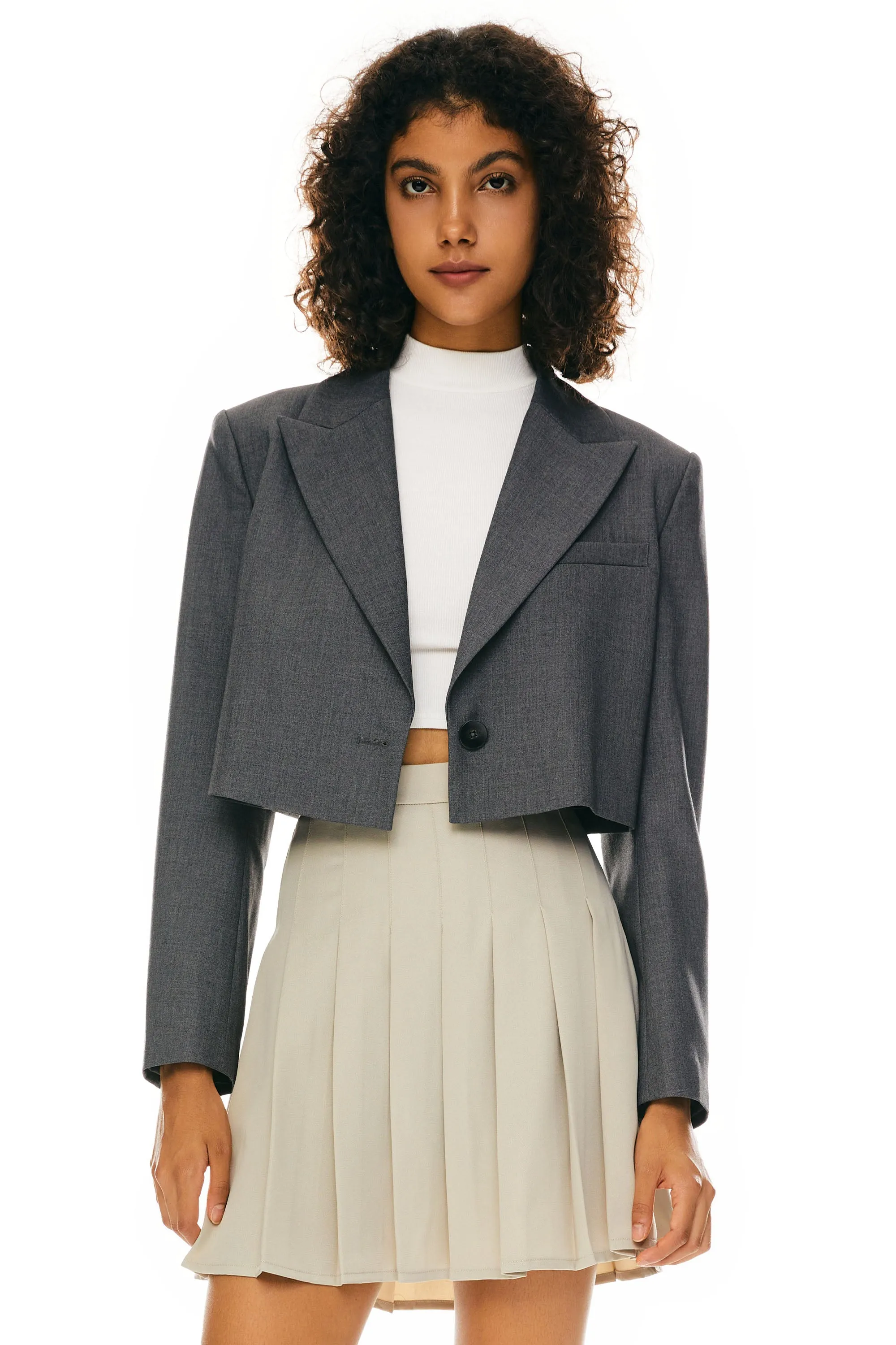 Long Sleeve Cropped Blazer Casual Business