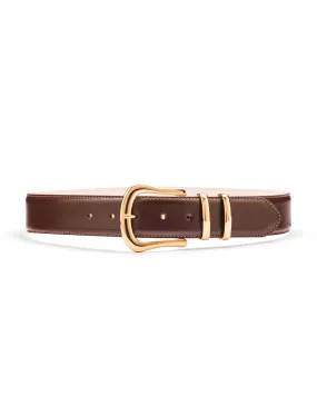 Marina gold buckle brown leather belt