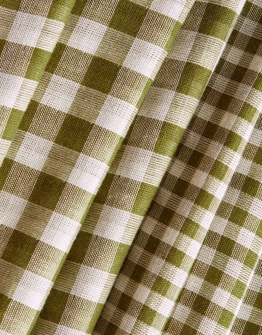 Matcha Leaf Double Sided Gingham Cotton Double Gauze, Atelier Brunette