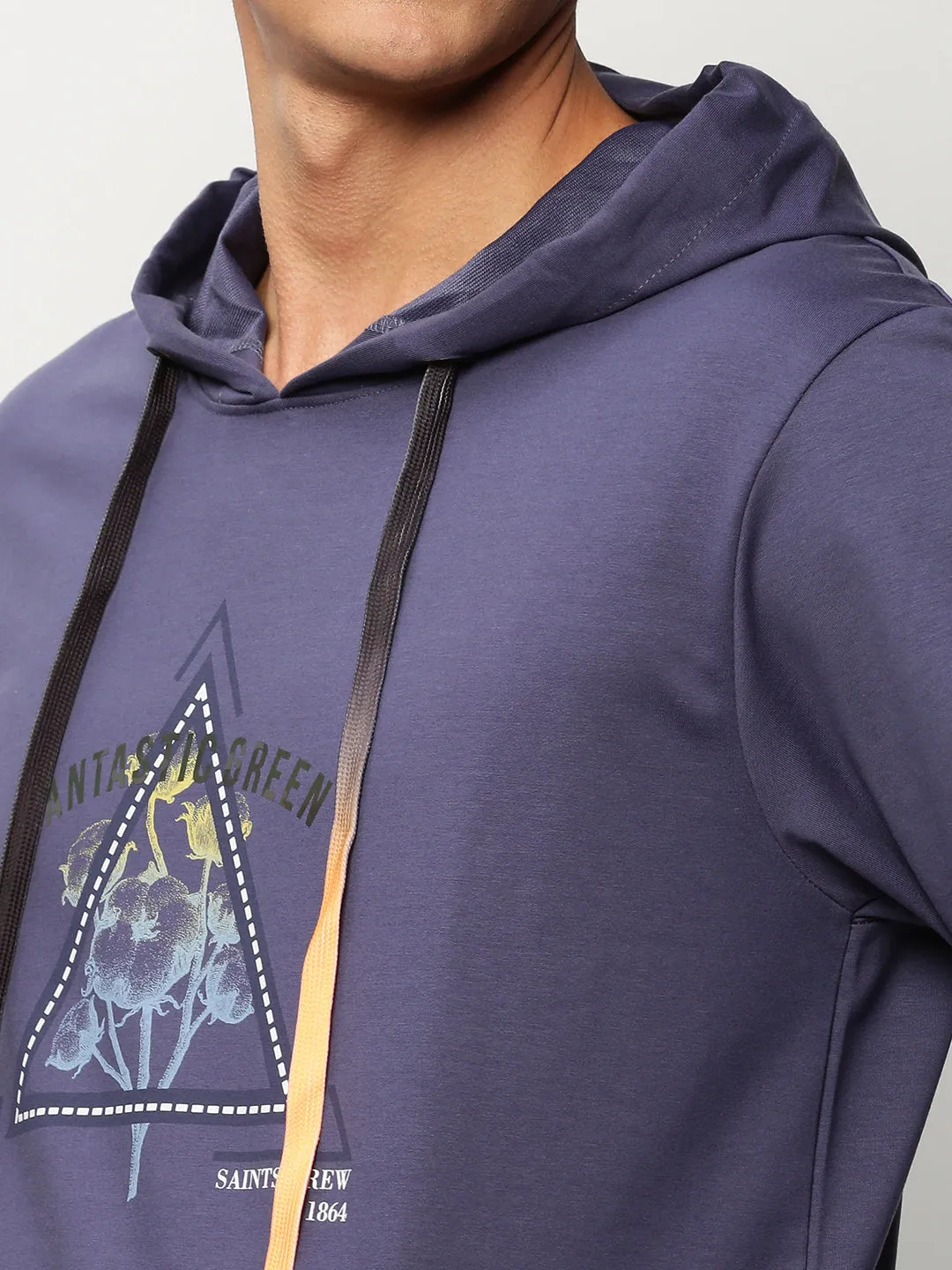 Men Purple Graphics Casual Sweatshirts