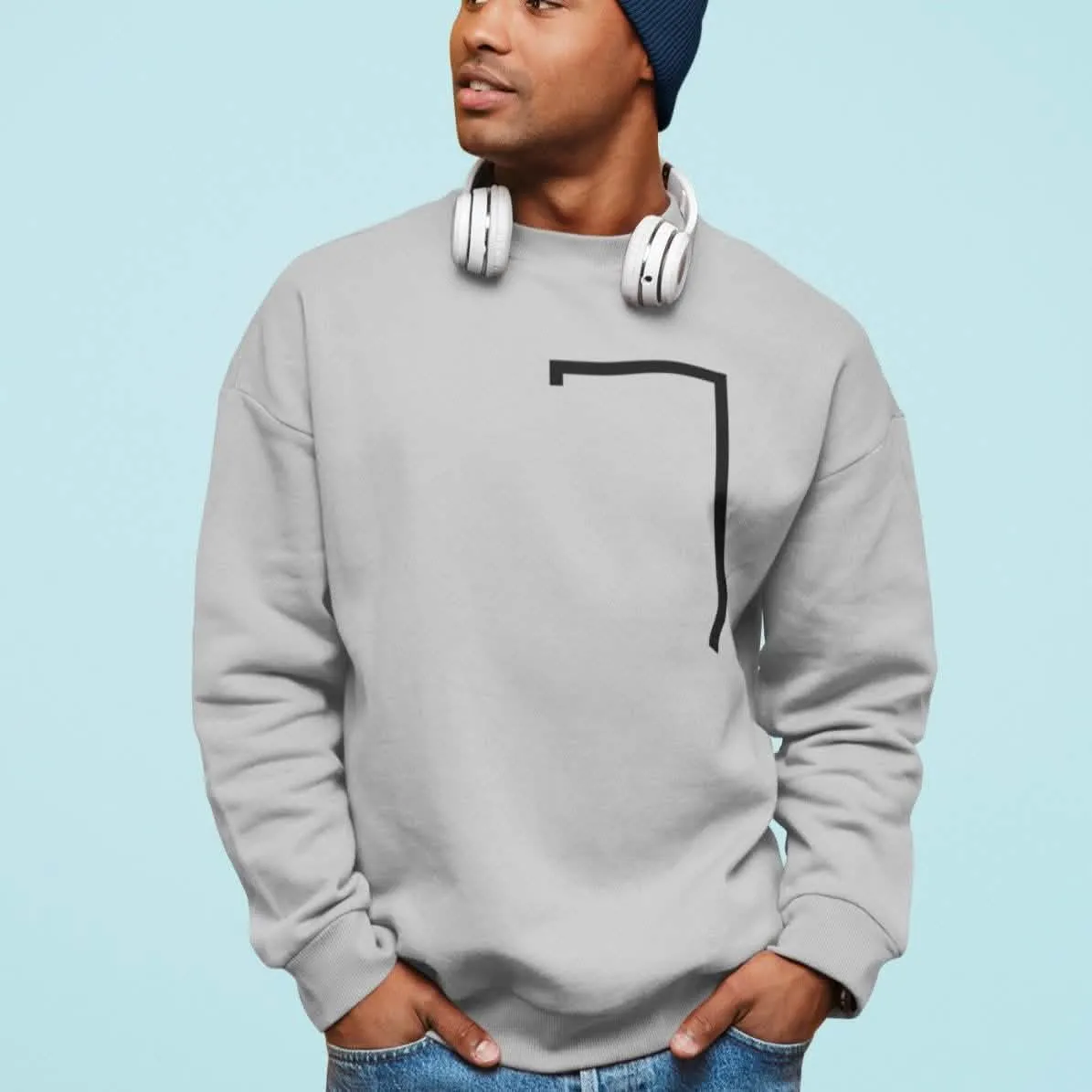 Men's Stylish Angled Logo Crew Sweatshirt