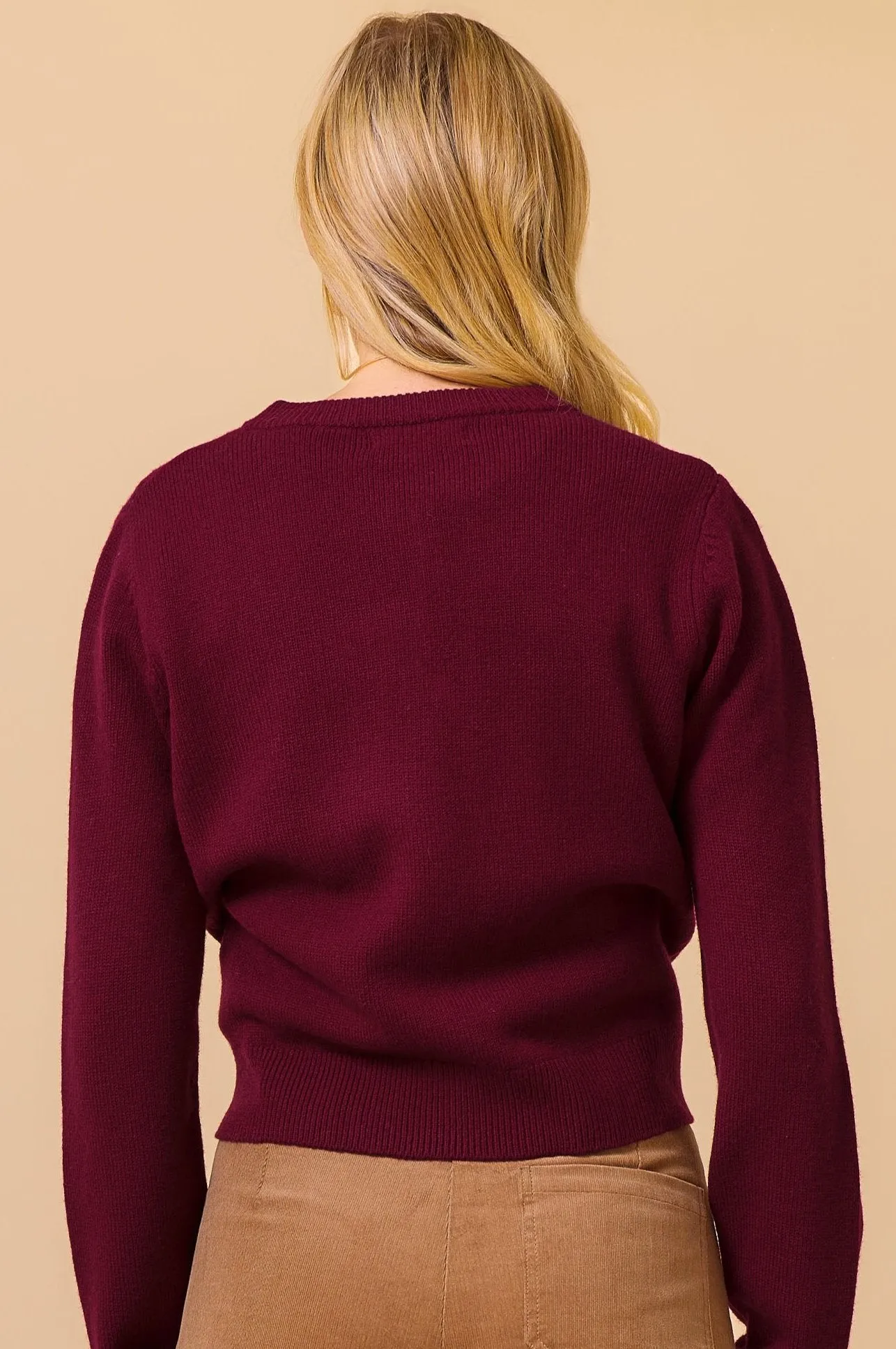 Merino Wool Brittany Cardigan | Wine