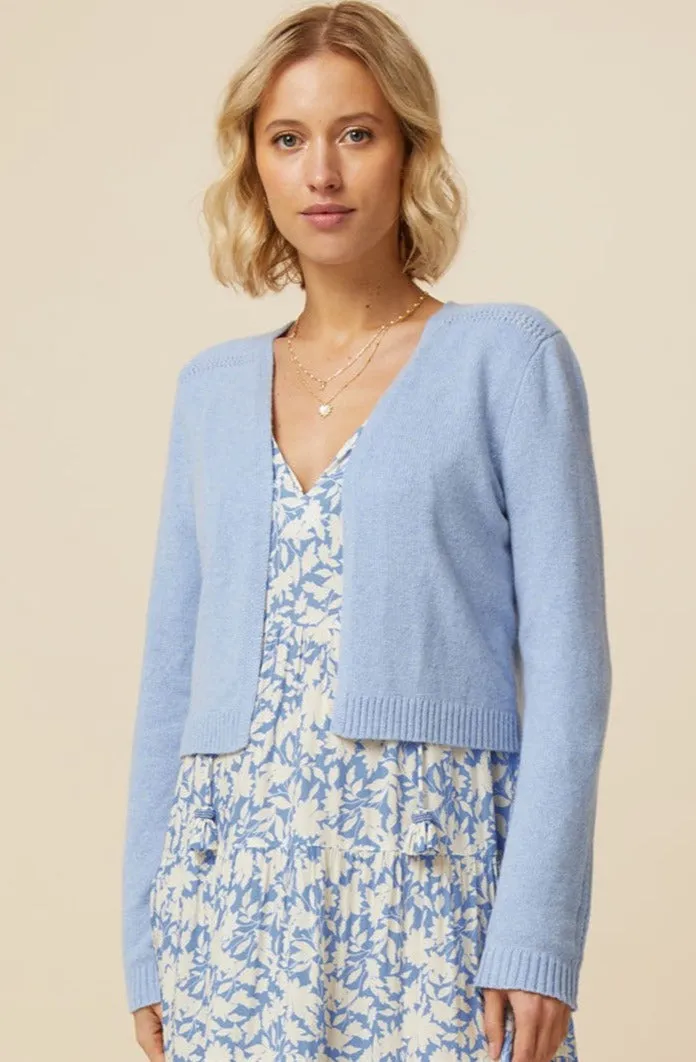 Merino Wool Edge To Edge Cardigan | Pale Blue