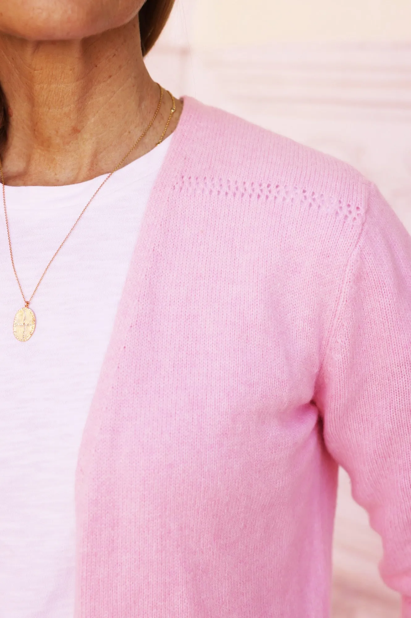 Merino Wool Edge To Edge Cardigan | Pale Pink