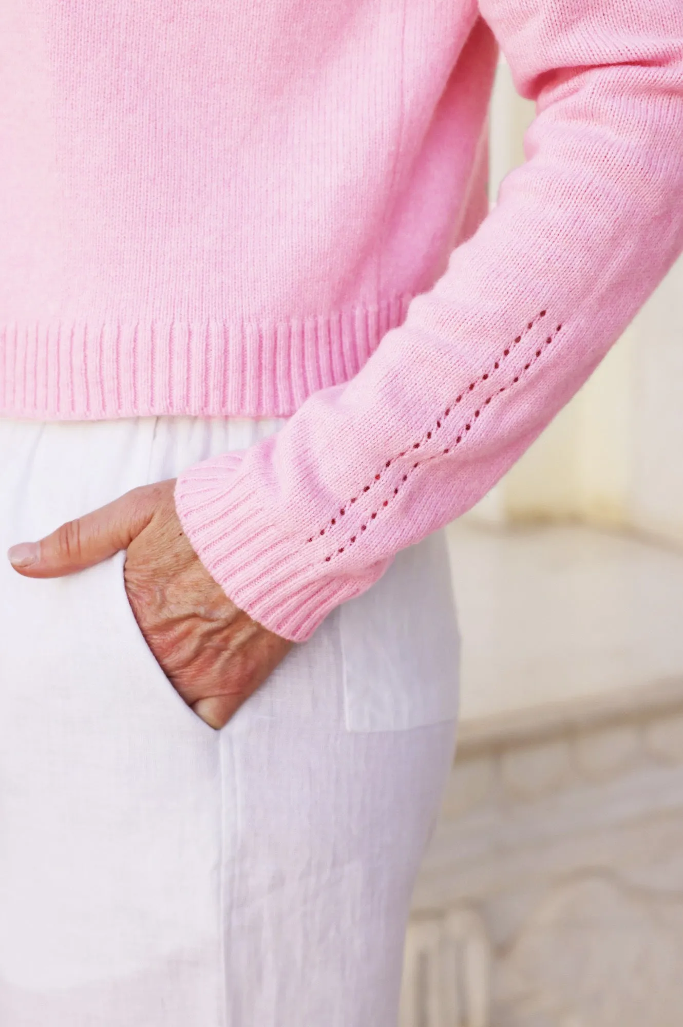 Merino Wool Edge To Edge Cardigan | Pale Pink