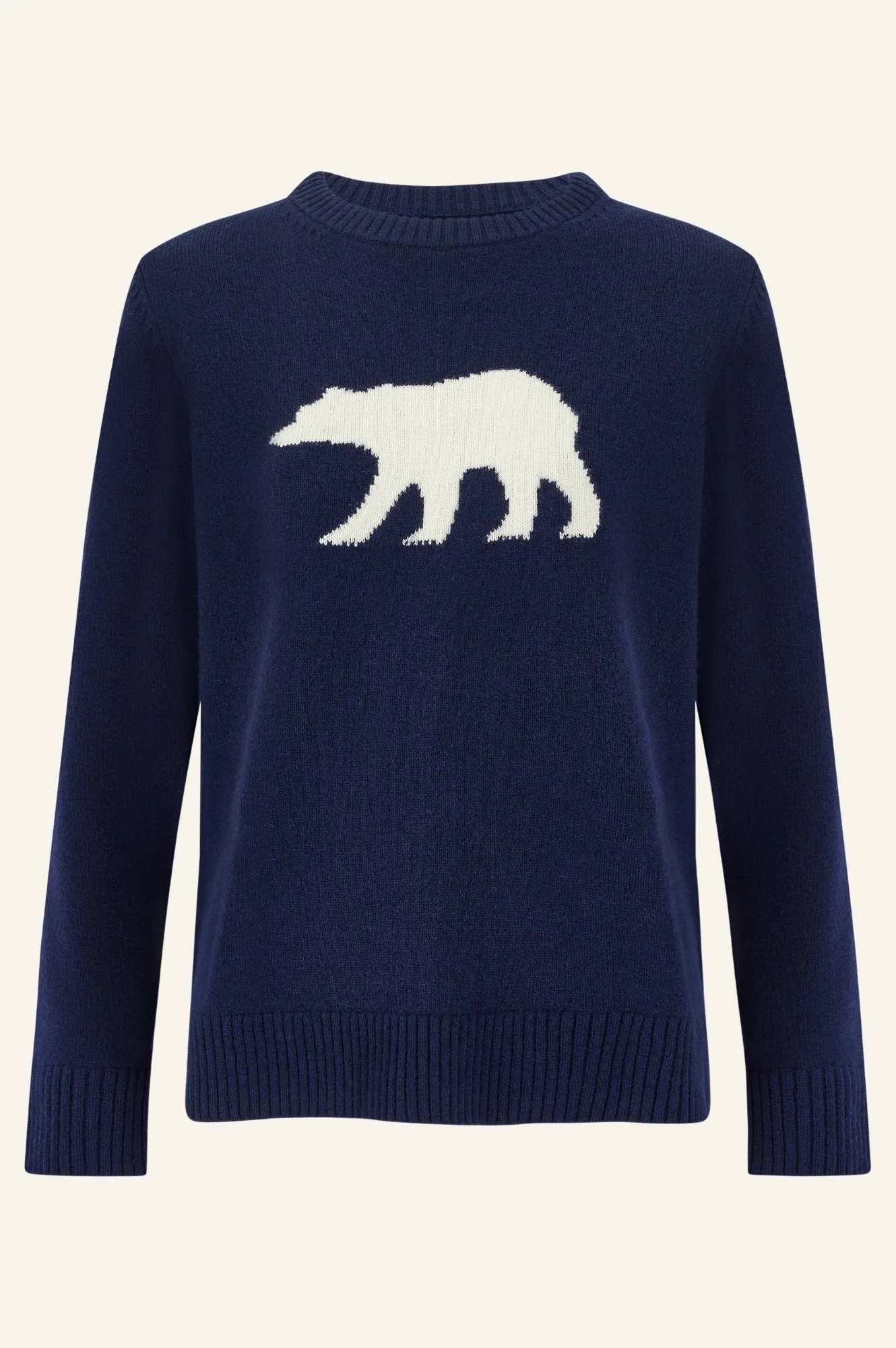 Merino Wool Polar Bear Jumper | Navy/Cream